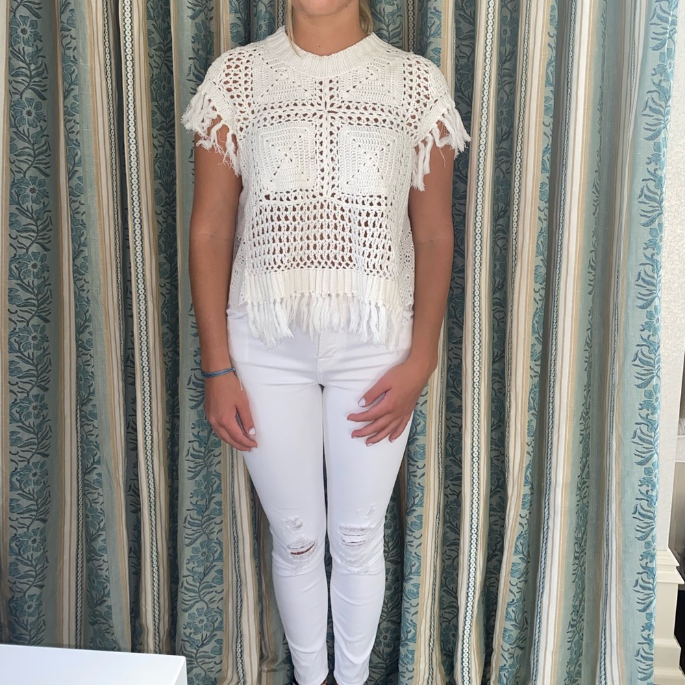 White detailed blouse